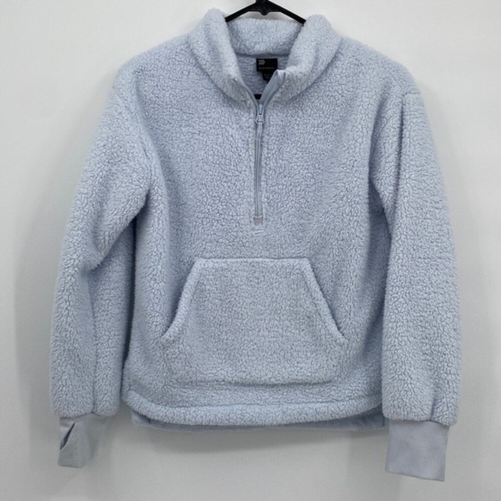 All In Motion Girls Blue Cloud Fleece 1/2 Zip Collar Sweatshirt Pocket XL 14-16